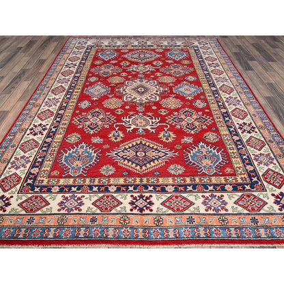 6'1X9'1" Red Hand Knotted All Wool Kazak Tribal Design Oriental Rug