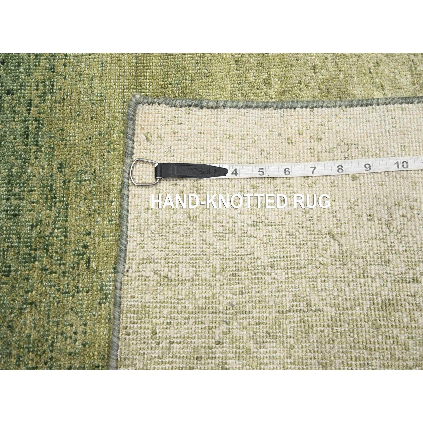 2'X3' Shades Of Green 100% Silk Textured With Gradation Design Sample Rug