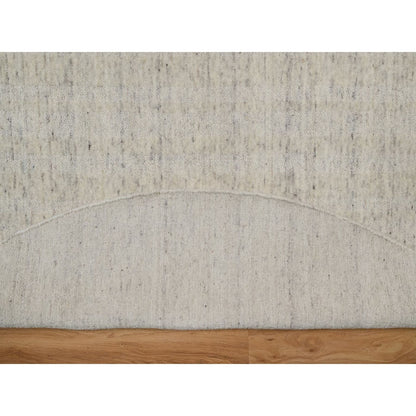 8'X8' Ivory Natural Wool Vertical Stripes Design Hand Loomed Round Rug