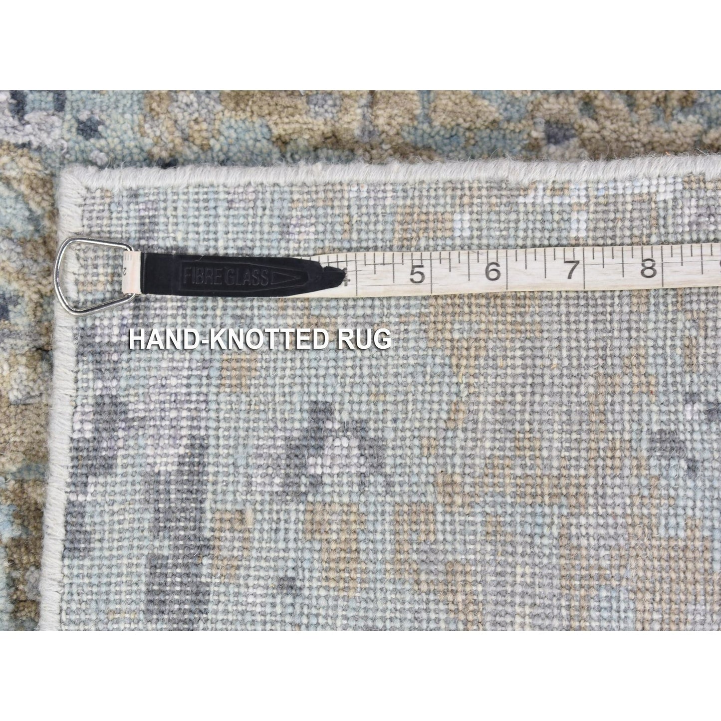 2'6"X11'10" Gray Pure Wool Modern Abstract Design Hand Knotted Runner Rug