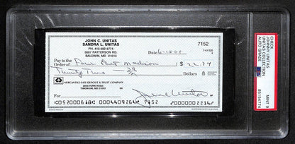 Johnny Unitas Hof Signed/Auto 2001 Bank Check