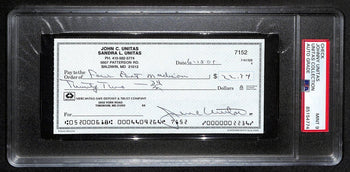 Johnny Unitas Hof Signed/Auto 2001 Bank Check