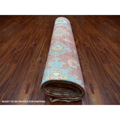 11'10"X14'3" Red Afghan Angora Oushak Wool Hand Knotted Oversized Rug