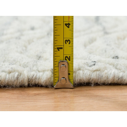 2'5"X12' Beige Modern Design Hand Loomed Natural Wool Runner Rug