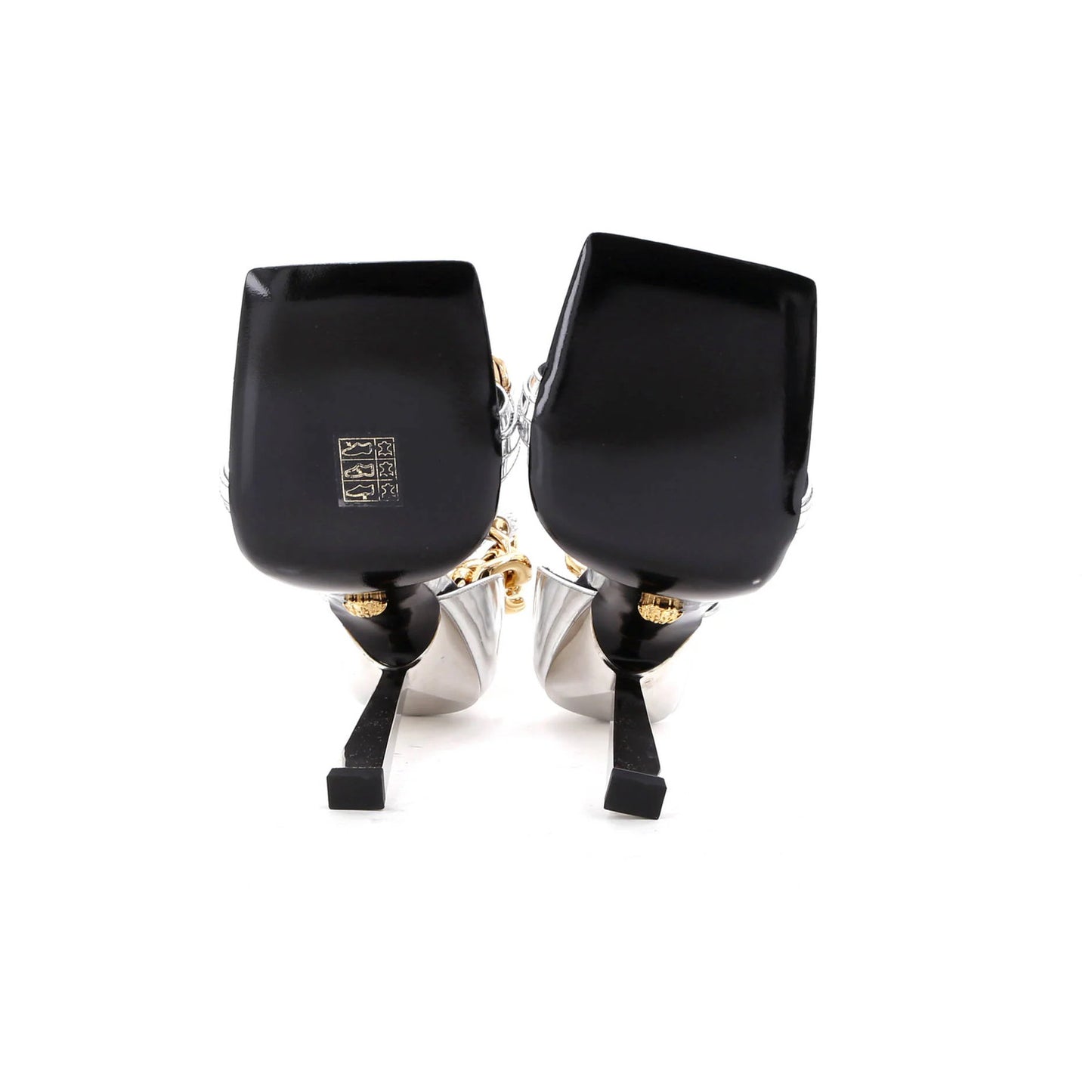 Versace Women'S Medusa Ankle Chain Strap Heeled Sandals Leather