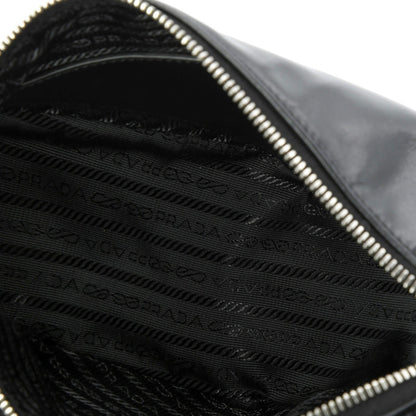 Prada Triangle Logo Zip Crossbody Bag Soft Leather Small