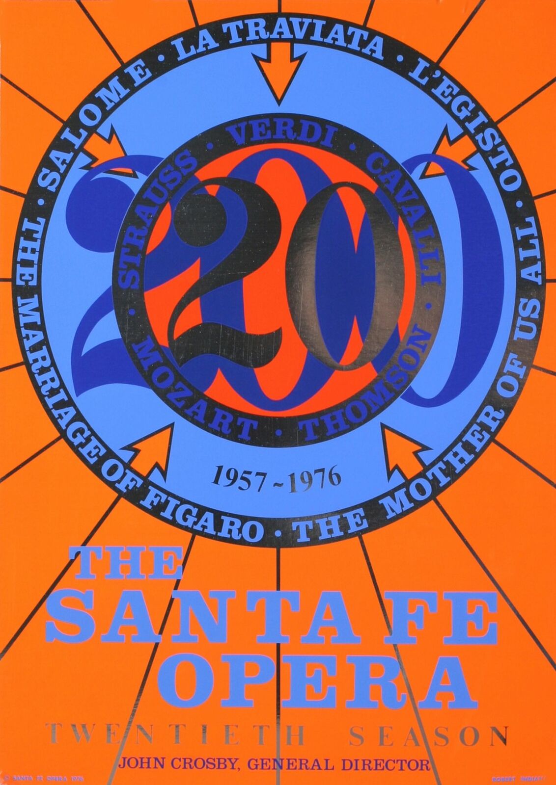 Robert Indiana The Santa Fe Opera " Serigraph Pop Art Blue, Orange