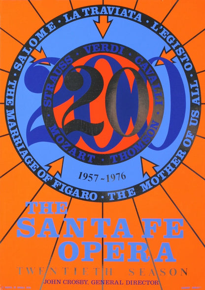 Robert Indiana The Santa Fe Opera " Serigraph Pop Art Blue, Orange