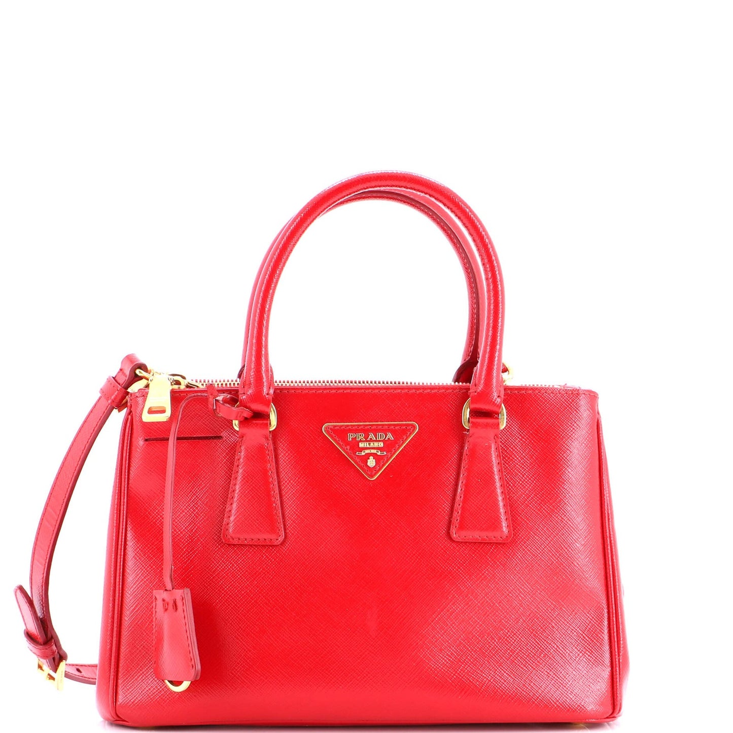 Small Prada Double Zip Lux Tote Vernice Saffiano Leather
