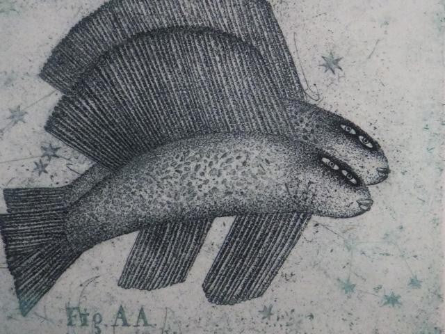 Veronika Paleckova "Pisces" Signed Color Etching Limited 50 Zodiac Art Framed