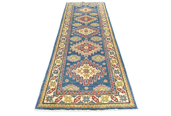 Kazak Oriental Runner Rug Tribal Geometric