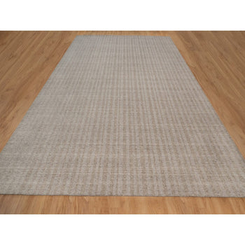 12'X15' Light Brown Hand Loomed Xl Rug Vertical Stripes Design Pure Wool