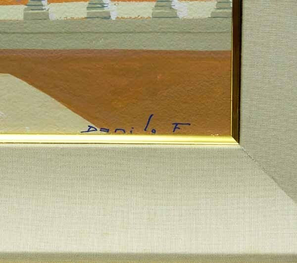 Fernandez Danilo Oil Painting Signed Mediterranean Sea View Balcony