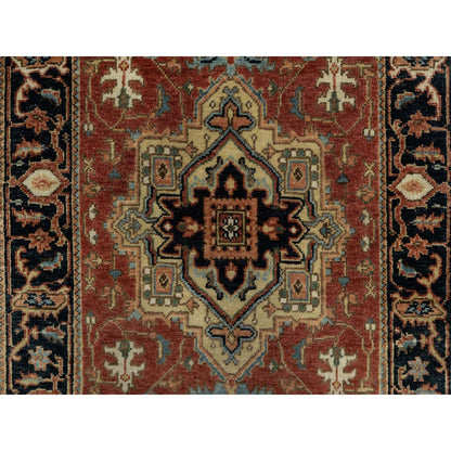 2'9"X6' Red Heris Revival Medallion Design Wool Hand Knotted Runner Rug