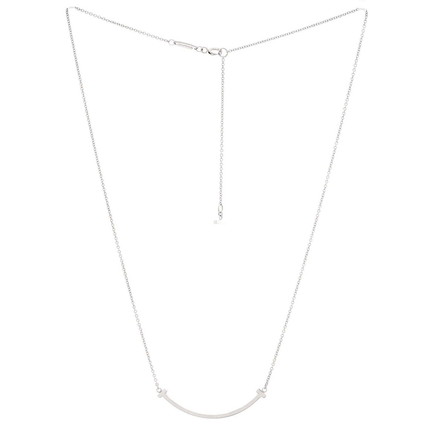 Tiffany & Co. T Smile Pendant Necklace 18K White Gold Small