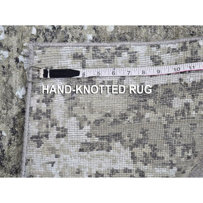 2'6"X12' Wool Denser Weave Abstract Design Hand Knotted Rug