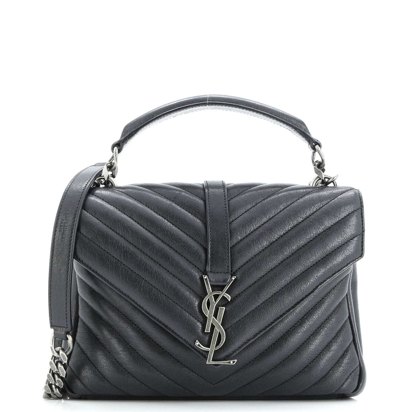 Saint Laurent Classic Monogram College Bag Matelasse Chevron Leather Medium