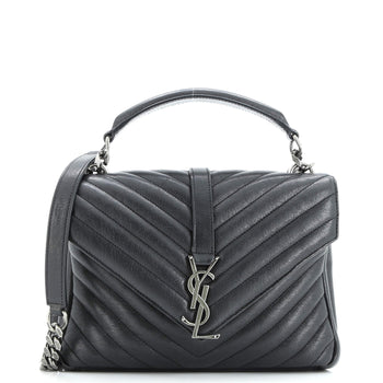Saint Laurent Classic Monogram College Bag Matelasse Chevron Leather Medium