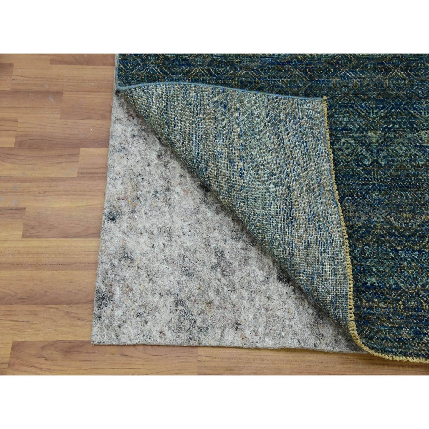 2'6"X10'1" Green Hand Knotted Kohinoor Herrita 100% Wool Oriental Rug