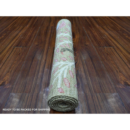 2'9"X6' Laurel Green Wool Hand Knotted Peshawar Runner Oriental Rug