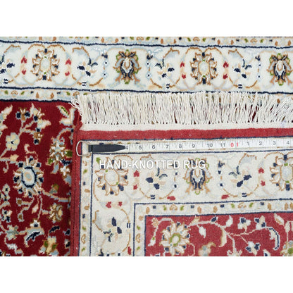 2'8"X6'8" Red 250 Kpsi Pure Wool Hand Knotted Nain Design Runner Rug