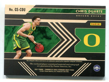 Chris Duarte 2021 Panini Gold Standard Jersey Patch Auto #Gscdu Rc /10