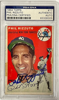 Phil Rizzuto Autographed 1954 Topps Card #17 (Psa)