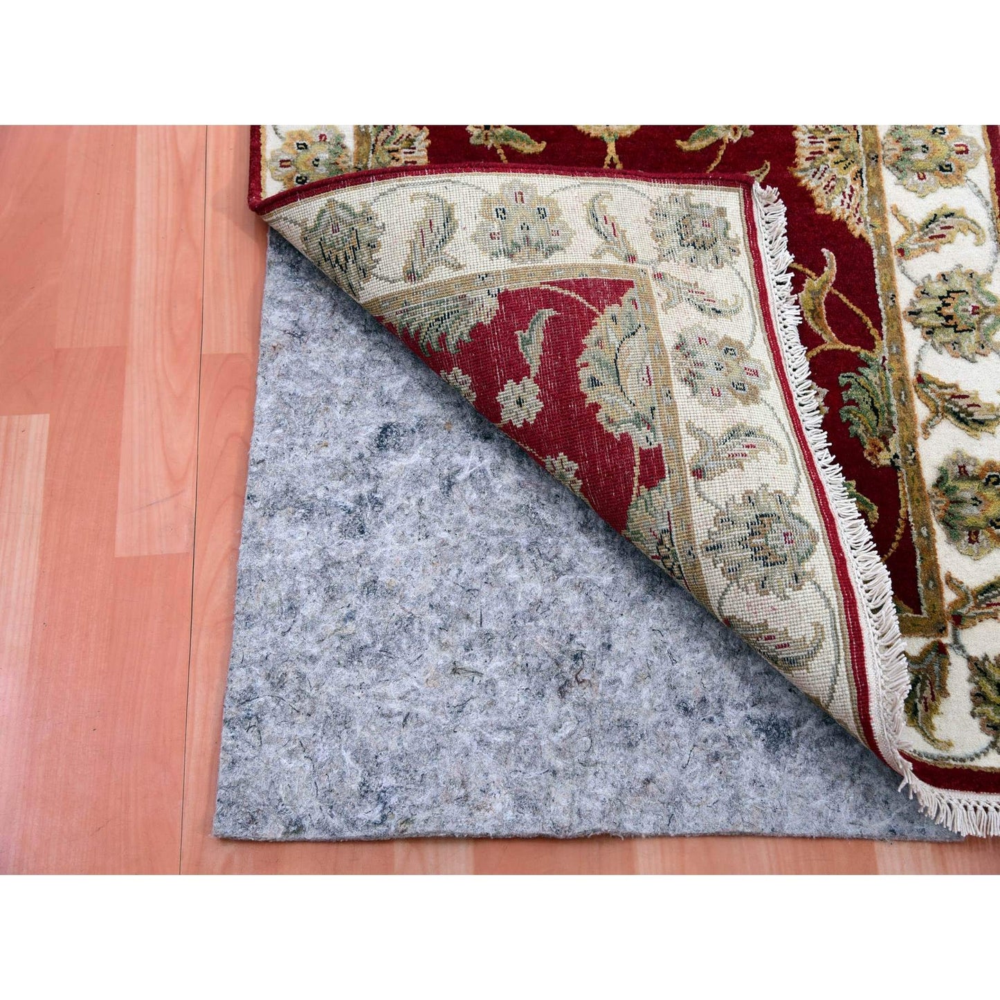 2'7"X16'4" Red Hand Knotted Wool And Silk Rajasthan Design Xl Runner Rug