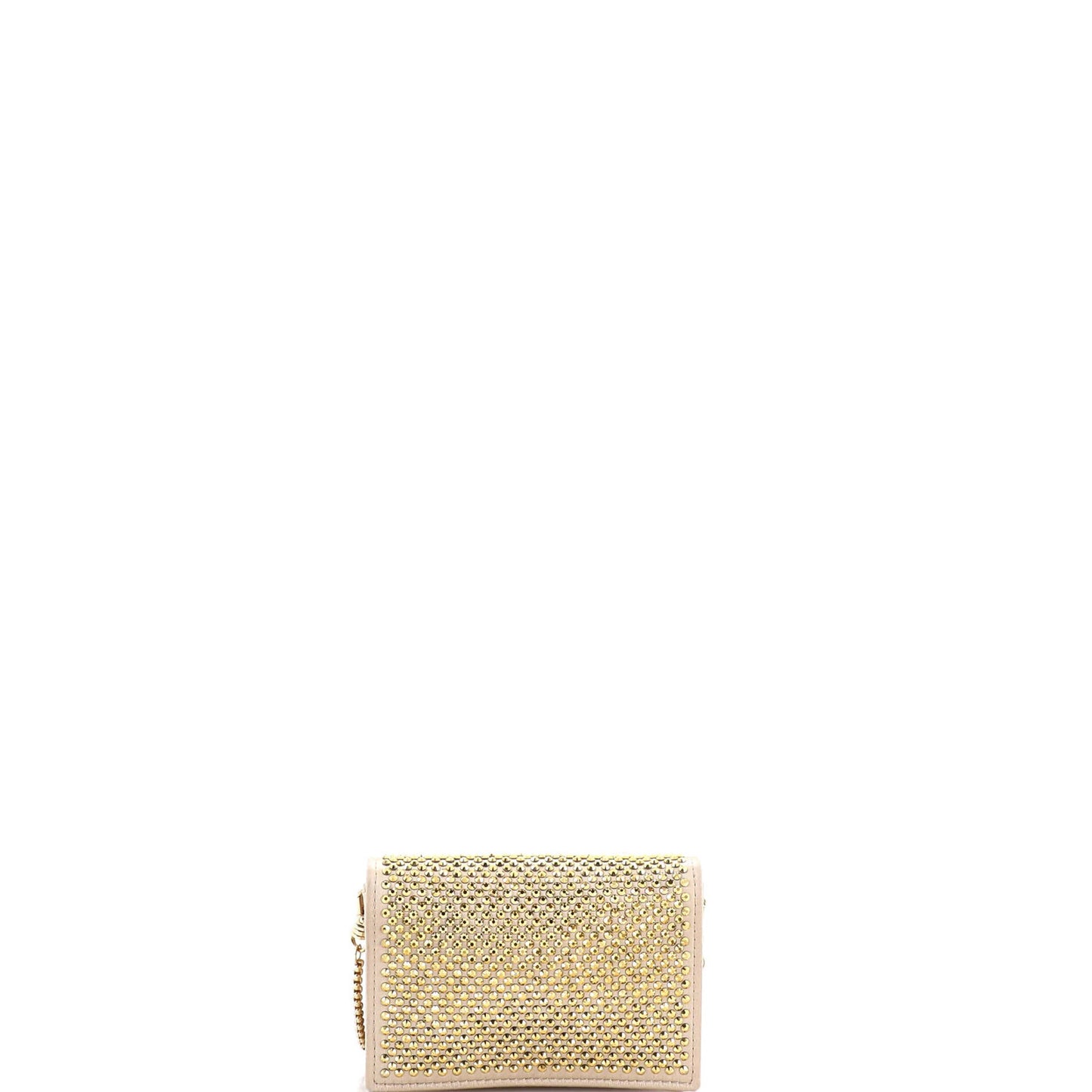 Prada Flap Card Holder With Chain Satin With Crystals
