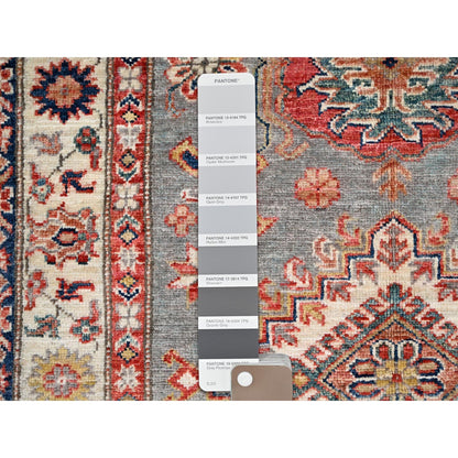 3'4"X5'1" Side Walk Grey Special Kazak Triple Medallion Oriental Rug