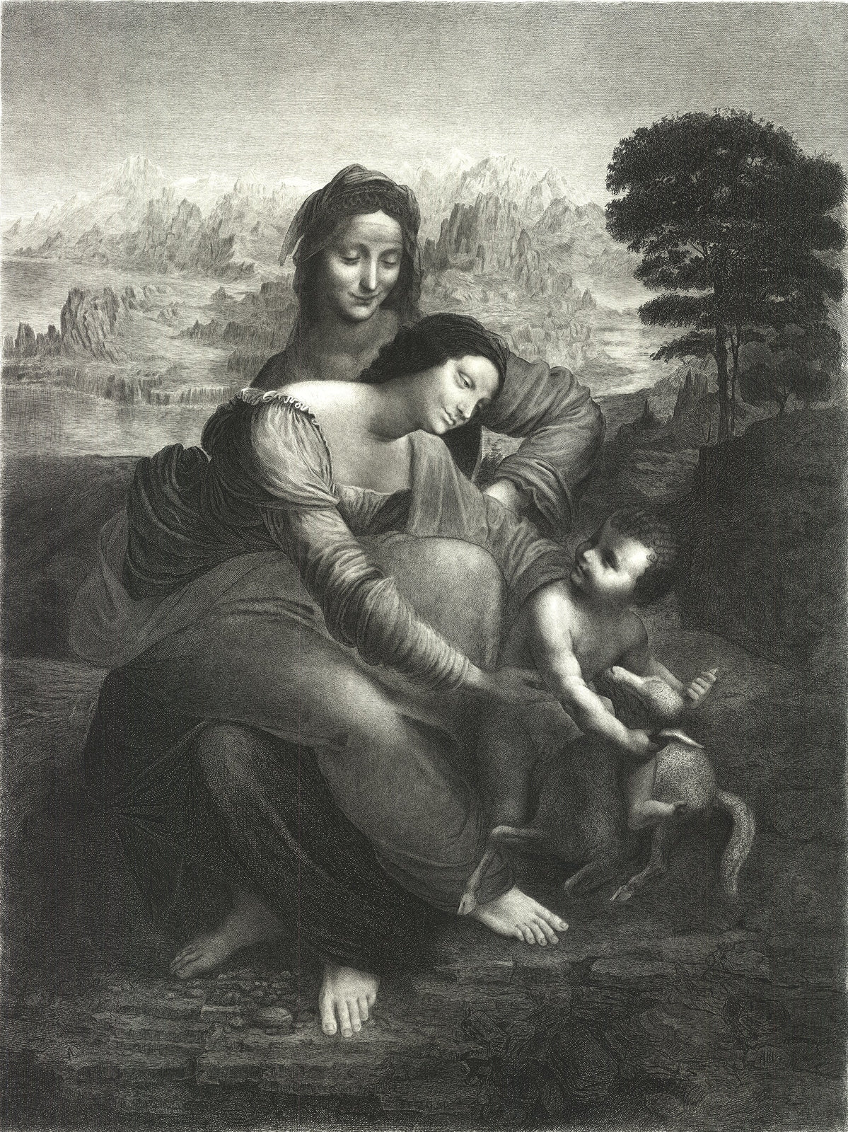 Leonardo Da Vinci La Vierge L'Enfant Jesus Et St. Anne " Etching