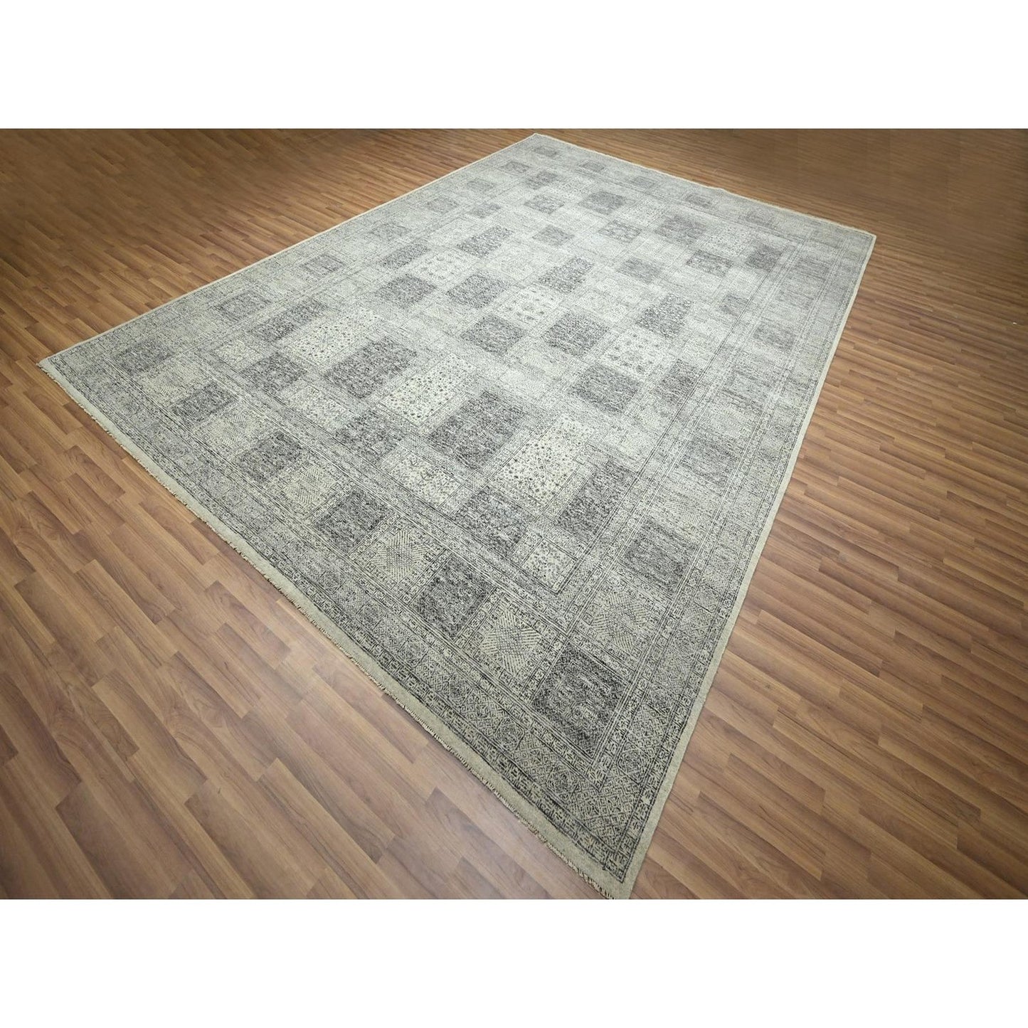 10'2"X14' Beige Ancient Garden Design Hand Knotted Pure Wool Oriental Rug