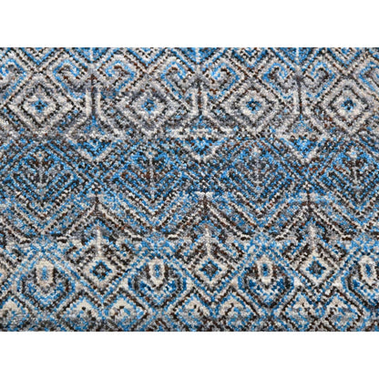 12'X12' Blue 100% Wool Hand Knotted Kohinoor Herrita Design Square Rug