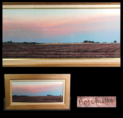 Richard Rick Boschulte 1992 Signed Watercolor Illinois Prairie Sunset