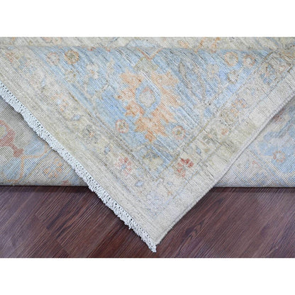 8'2"X10' White Afghan Peshawar Heris All Over Motif Hand Knotted Wool Rug