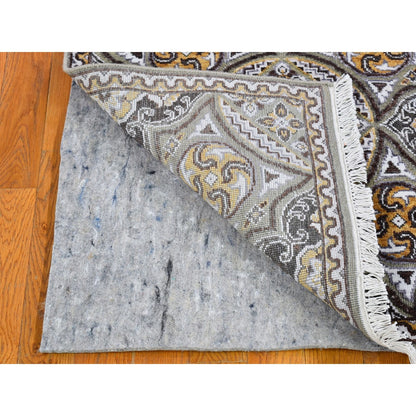 2'6"X22'2" Wool And Silk Mughal Inspired Medallions Design Xl Runner Rug