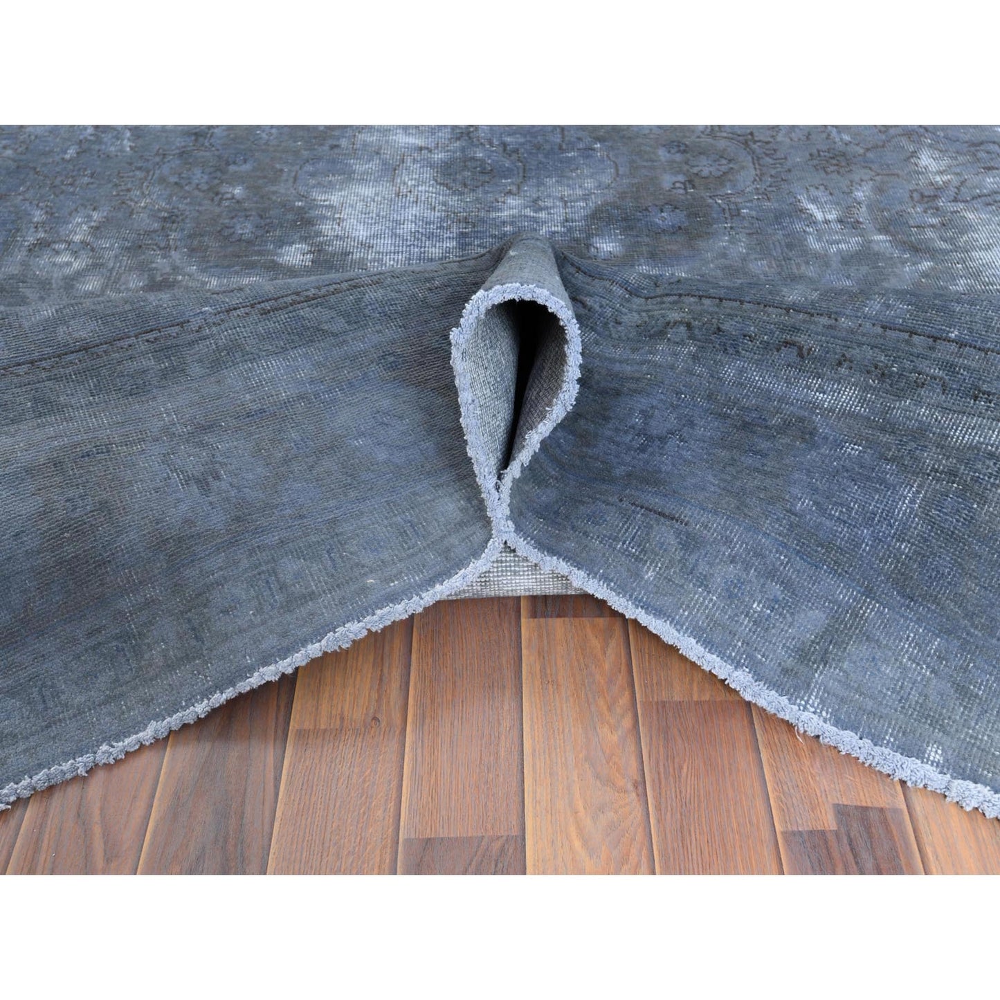 7'2"X10'4" Wool Hand Knotted Gray Vintage Overdyed Farsian Tabrez Rug