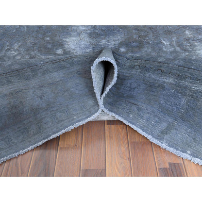 7'2"X10'4" Wool Hand Knotted Gray Vintage Overdyed Farsian Tabrez Rug