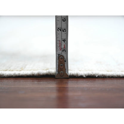 8'X9'7" Misty Gray Afghan Angora Oushak Pure Wool Hand Knotted Rug