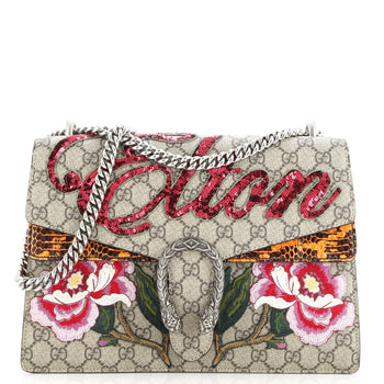 Gucci Dionysus Bag Embroidered Gg Coated Canvas With Python Medium
