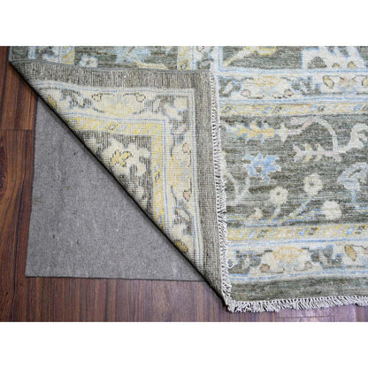 11'9"X17'6" Gray Afghan Angora Oushak Wool Hand Knotted Oriental Rug