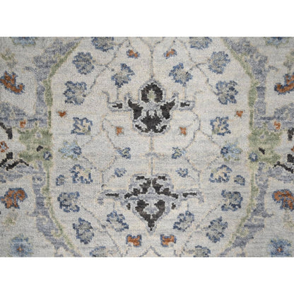2'6"X9'10" Pastel Gray Denser Weave Oushak Wool Hand Knotted Runner Rug