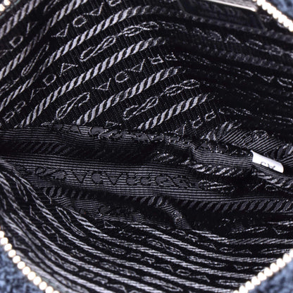 Prada Triangle Top Handle Pouch Bag Terry Cloth Mini