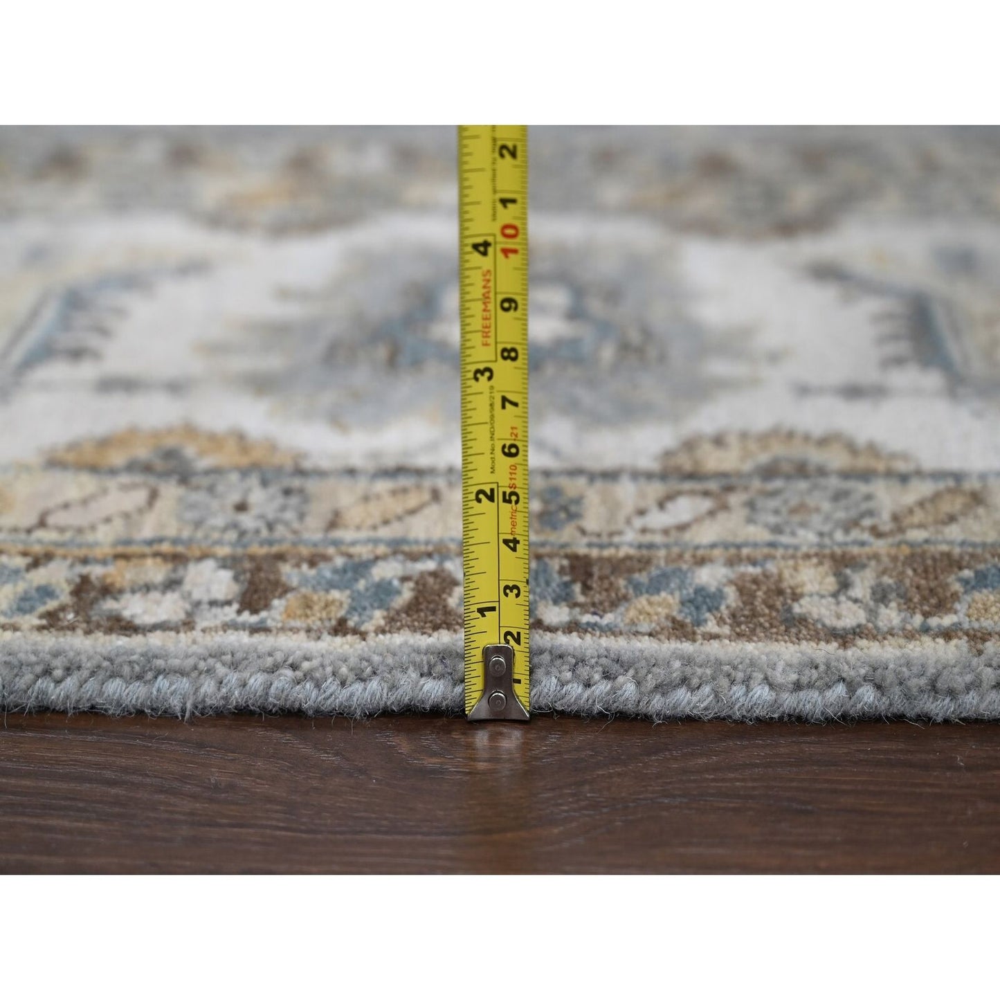 8'X8' Gray And Ivory Karjihooz Design Wool Square Oriental Rug