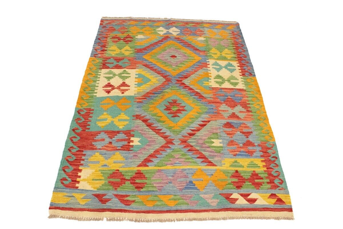 Multicolor Kilim Rug Geometric Design Office