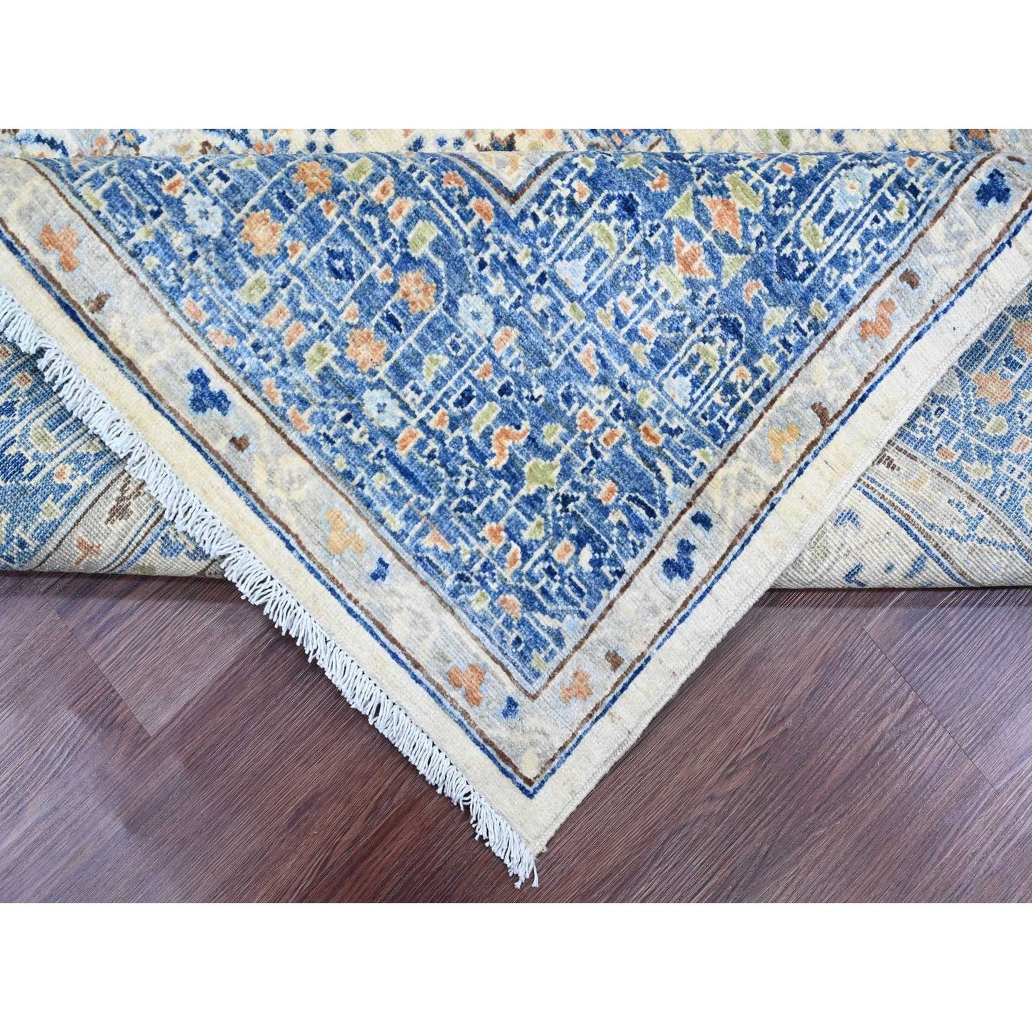 8'1"X9'8" White 14Th Century Mamluk Dynasty Pattern Wool Hand Knotted Rug