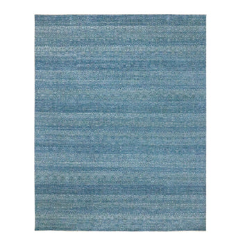8'X10' Denim Blue Repetitive Diamond Design Pure Wool Hand Knotted Rug