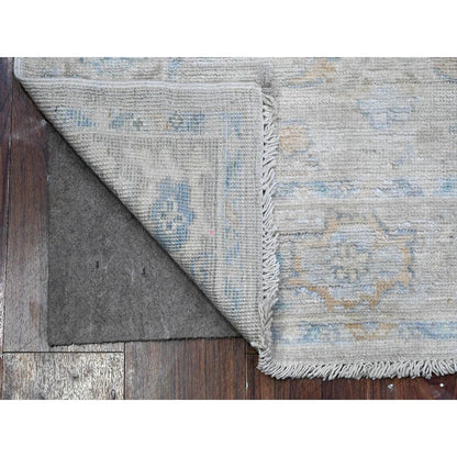 3'2"X7'9" Gray Hand Knotted Afghan Angora Oushak Runner Oriental Rug
