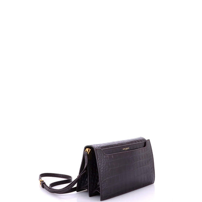 Saint Laurent Catherine Crossbody Bag Crocodile Embossed Leather
