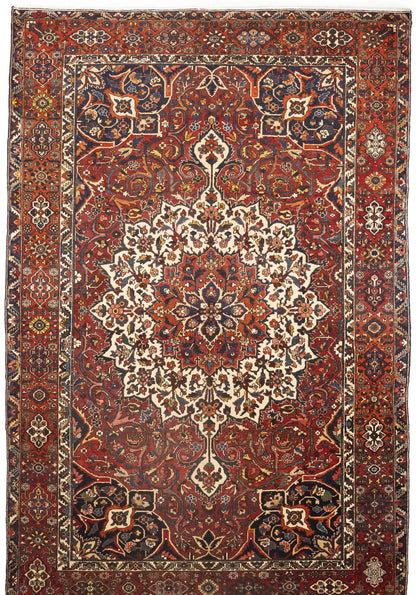 Vintage Red Floral Rug Extra-Large Handmade